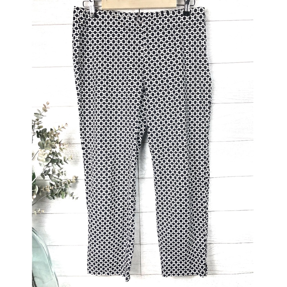 TALBOTS Black and White Pattered Cropped Pants